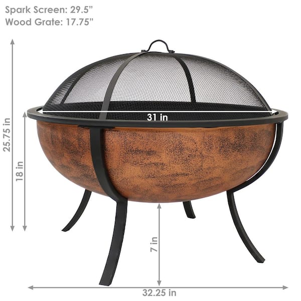 Copper Raised Outdoor Fire Pit Bowl, Copper Fire Pits Outdoors