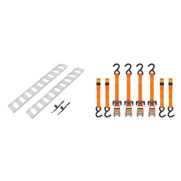 Loading Ramp Rental Home Depot 12 in. x 78 in. Aluminum Truck Loading Ramps (2-Count) and 10 ft. Tie ...