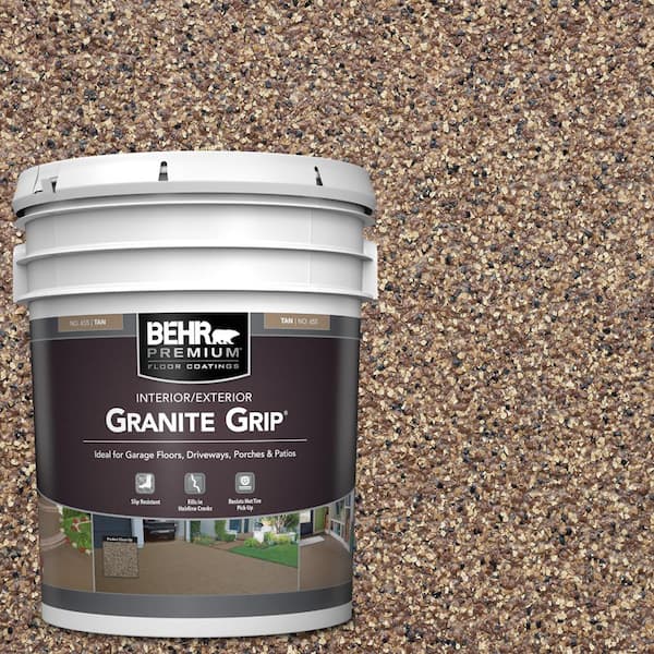 BEHR PREMIUM 5 Gal. Tan Granite Grip Decorative Flat Interior/Exterior Concrete Floor Coating