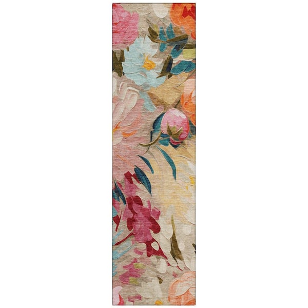 Chantille Machine Washable Indoor/Outdoor Abstract ACN2264 Putty 2 ft. 3 in. x 7 ft. 6 in. Runner Rug