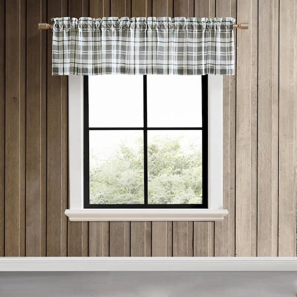 Fall Creek Plaid Grey Microfiber 86X15 Pole Top Window Valance