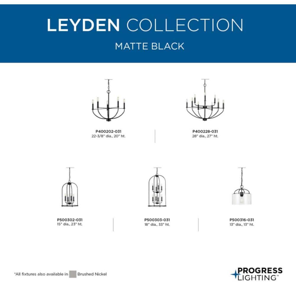 Leyden Matte Black 5-Light Farmhouse Chandelier