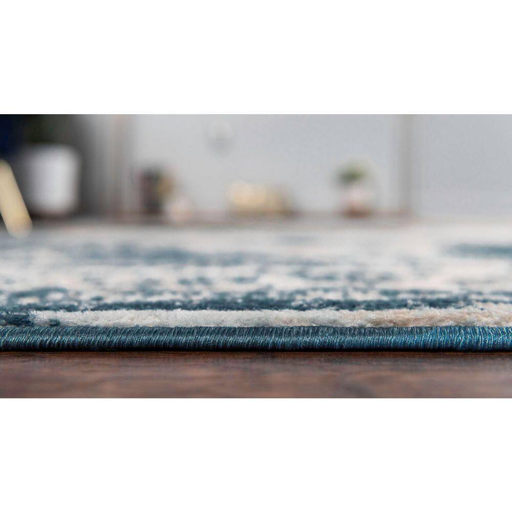 Sofia 9' x 12' Blue and Off-White Rectangular Area Rug