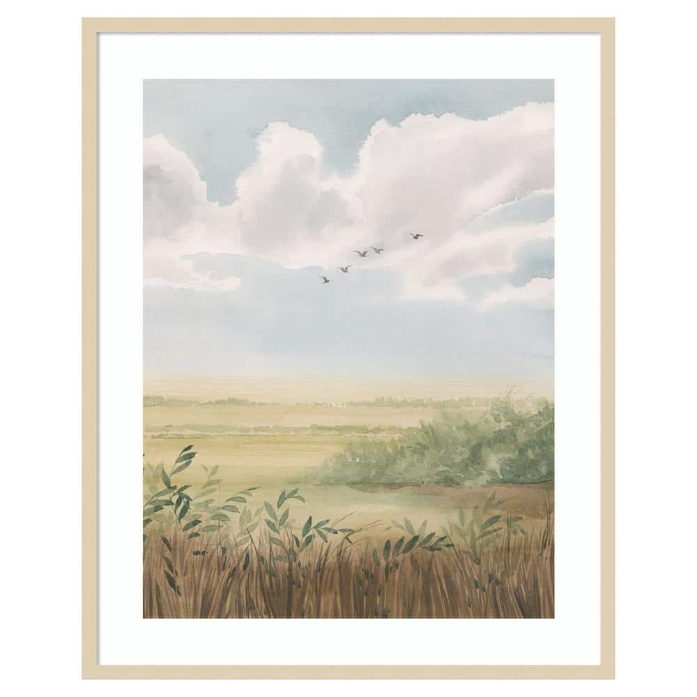 Clear Day Meadow II 33"x41" Brown Wood Framed Wall Art