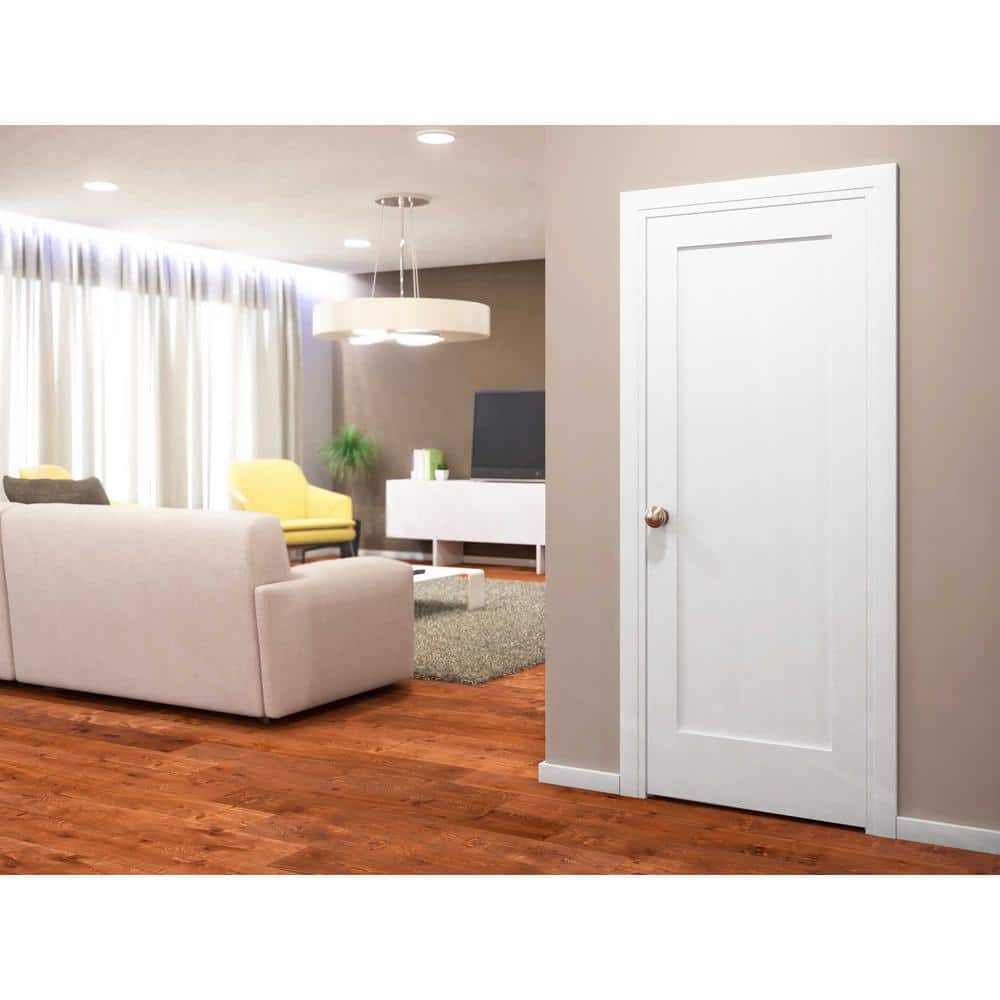 Primed White 80" x 36" Paneled Solid Wood Interior Door