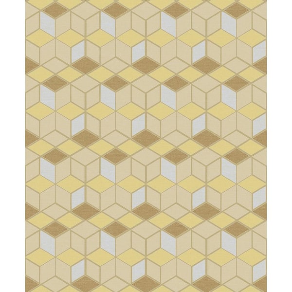 Advantage Joanne Mustard Blox Paper Strippable Roll (Covers 57.8 sq. ft.)