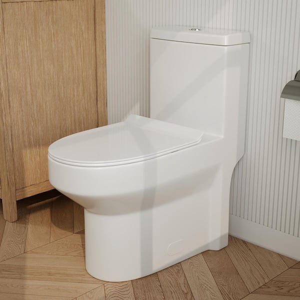 Liberty 1-Piece 1/1.6 GPF Dual Flush Compact ADA Chair Height Round Toilet in White 12 in. Rough In Size, Seat Included