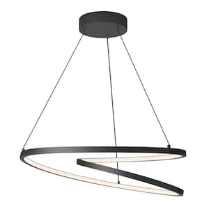 Salto 26-Watt Integrated LED Black Modern Hanging Pendant Light Chandelier for Kitchen Dining Room