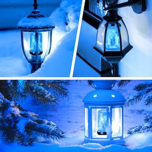 25-Watt Equivalent F20 E26 Flame LED Light Bulb with Upside Down Effect and 4 Modes Flicker in Blue for Holiday (2-Pack)