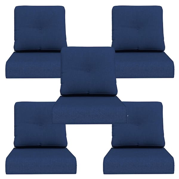22 in. x 24 in. Outdoor Deep Seating Outdoor Lounge Chair Cushion Set in Blue for Chair or Sofa (5-Set)