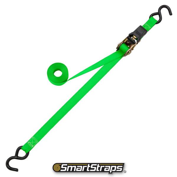 SmartStraps 14 ft. x 1 in. Green Padded Ratchet Tie Down Straps