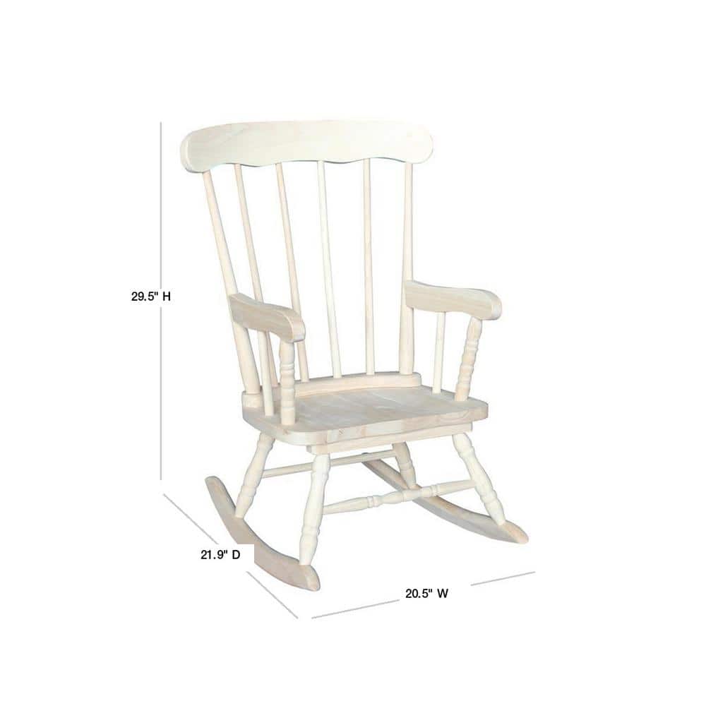 Traditional Unfinished Solid Wood Kids Rocker for Nursery and Playroom