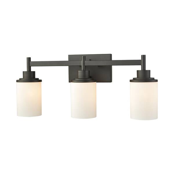 Thomas Lighting Belmar 3-Light Oil Rubbed Bronze With Opal White Glass Bath Light