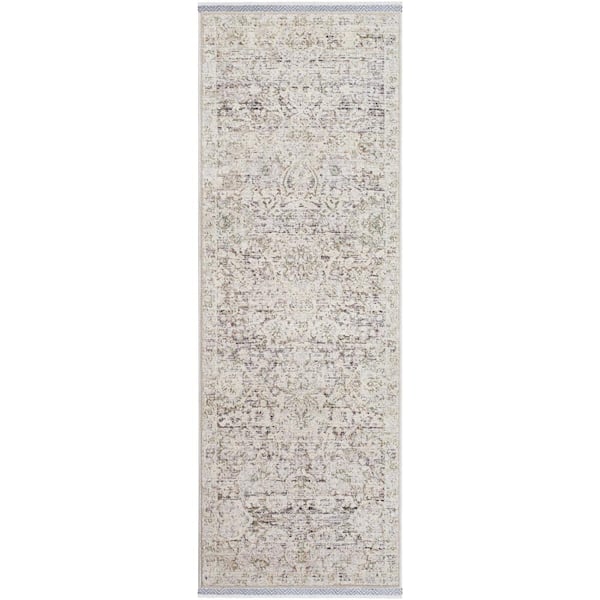 Livabliss Rivaldo Light Olive/Cream Oriental 3 ft. x 8 ft. Indoor Runner Area Rug