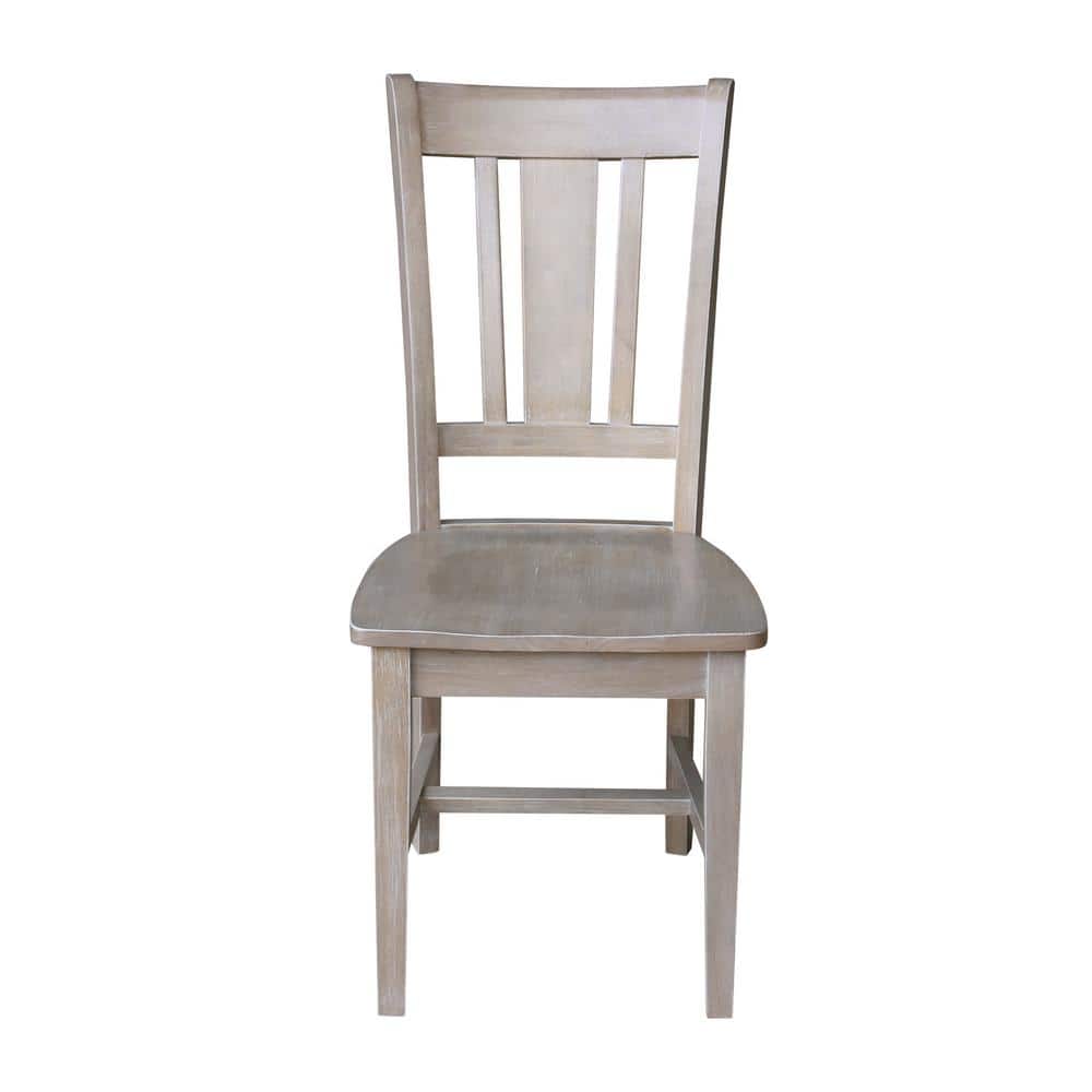 Set of 2 Washed Gray High Back Wood Dining Chairs