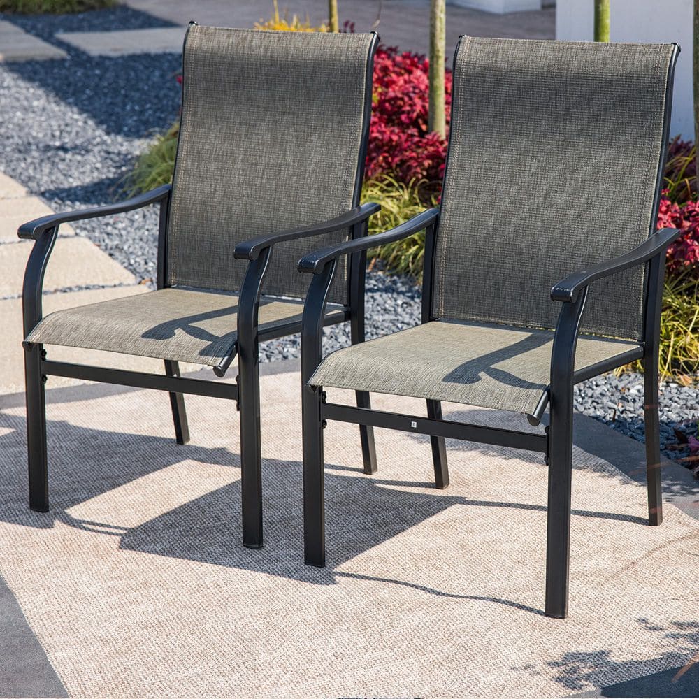 2-Piece Patio Dining Chairs Textilene Fabric Iron Patio Dining Set for Lawn