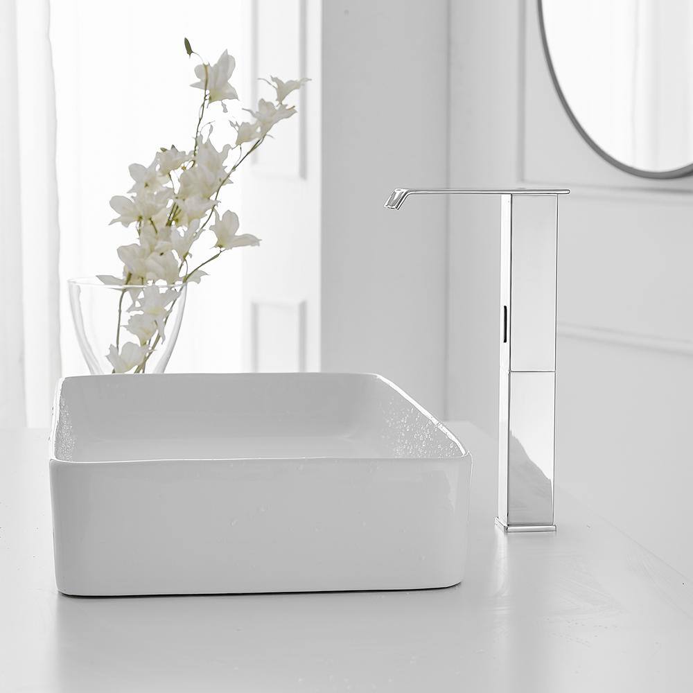 Polished Chrome Touchless Vessel Sink Faucet with Pop Up Drain