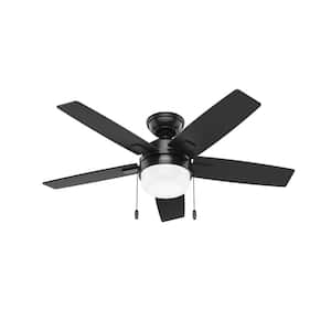 Anisten 44 in. Indoor Matte Black Ceiling Fan with Light Kit Included