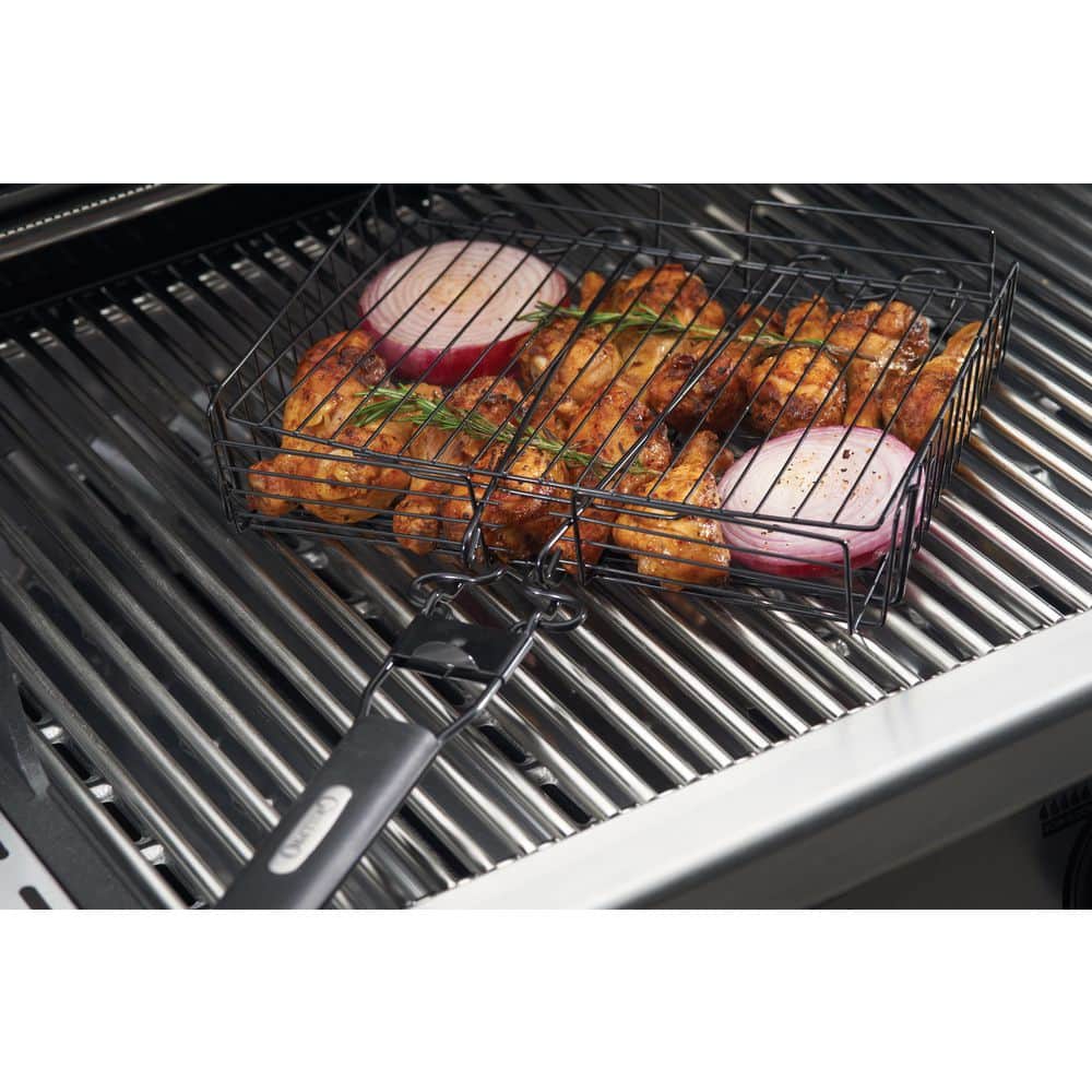 Non-Stick Black Steel Broiler Basket with Detachable Handle