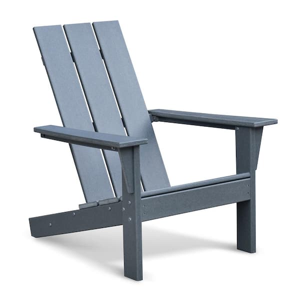 Siavonce Folding Outdoor Adirondack Chair Set of 2 and Table Set, HDPE All-weather Folding Fire Pit Chair, DARK GREY