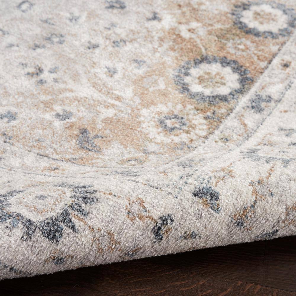 Astra Silver Taupe Floral Synthetic 8' x 10' Washable Area Rug