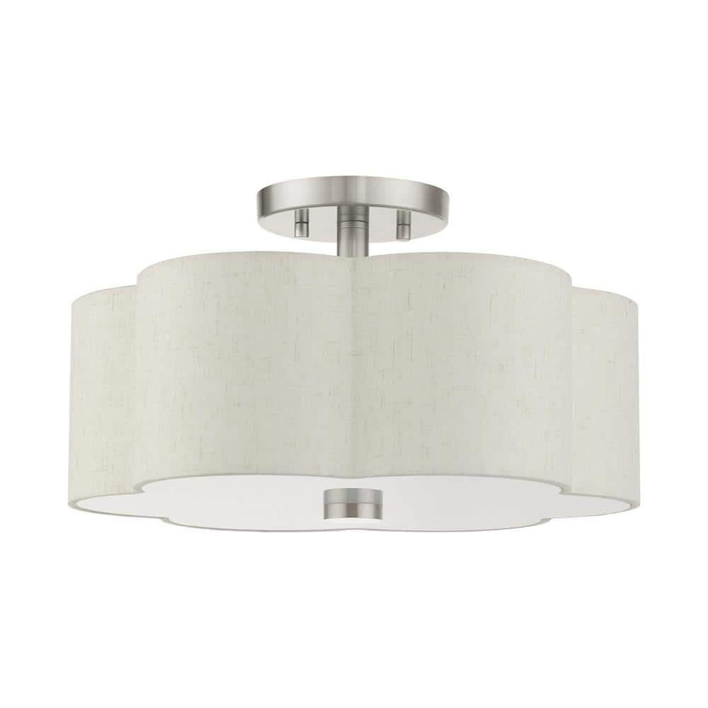 Solstice Brushed Nickel 3-Light LED Indoor/Outdoor Drum Flush Mount