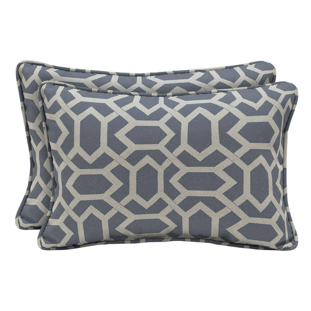 Hampton Bay CushionGuard Midnight Hex Lumbar Outdoor Throw Pillow (2