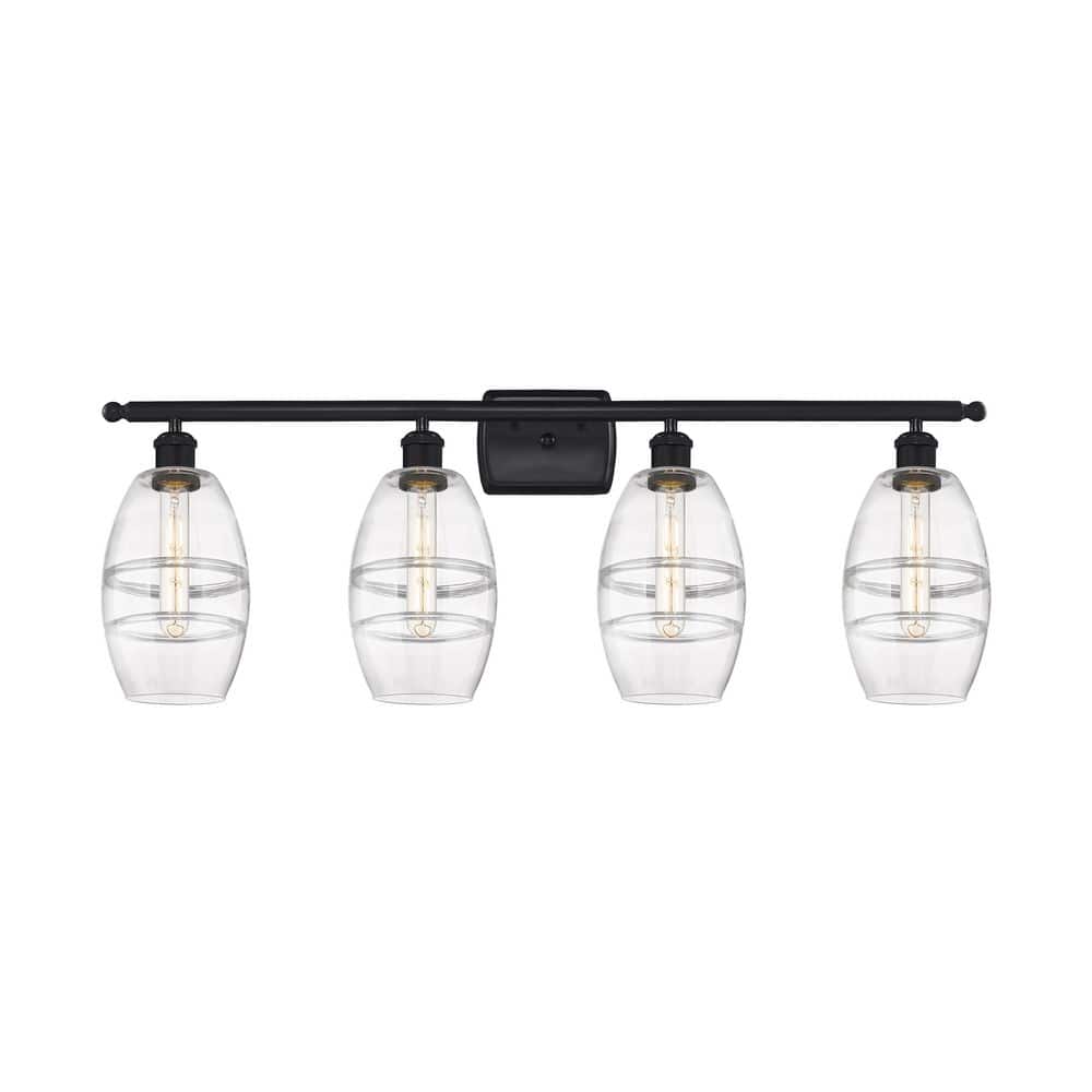 Vaz 35.88 in. 4-Light Matte Black Vanity Light with Glass Shade price history on PriceWatchPro