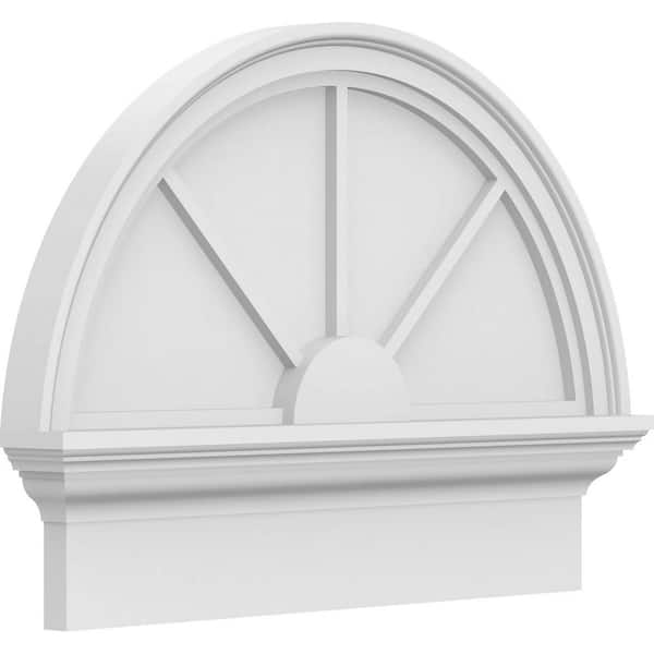 2-3/4 in. x 24 in. x 18-3/4 in. Half Round 3-Spoke Architectural Grade PVC Combination Pediment Moulding