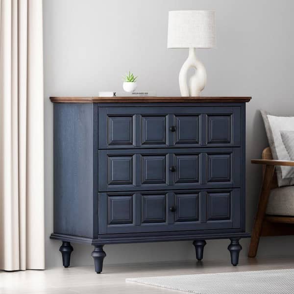 FUIN Vintage Black 3 Drawer 15.35 in. Wide Chest of Drawers X02058