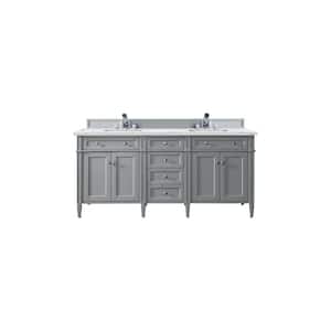 Brittany 72.0 in. W x 23.5 in. D x 34 in. H Bathroom Vanity in Urban Gray with Ethereal Noctis Quartz Top