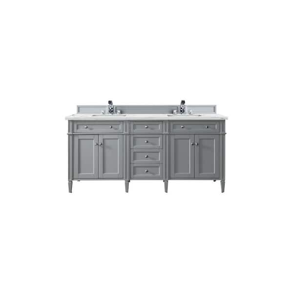 James Martin Vanities Brittany 72.0 in. W x 23.5 in. D x 34 in. H Bathroom Vanity in Urban Gray with Ethereal Noctis Quartz Top