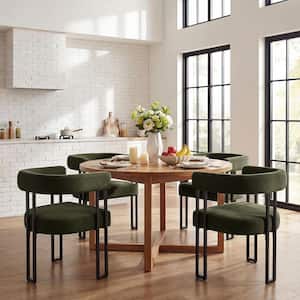 Green Velvet Upholstered Armchair (Set of 4)