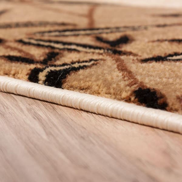 Barclay Vane Willow Damask Beige 4 ft. x 4 ft. Round Area Rug