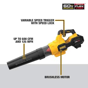 60V MAX 125 MPH 600 CFM Cordless Battery Powered Axial Leaf Blower Kit & 20V MAX Cordless Pole Saw (Tool Only)