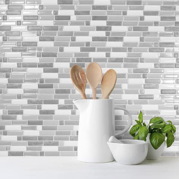 smart tiles Crescendo Agati 9.73 in. W x 9.36 in. H Gray Peel and Stick Decorative Mosaic Wall Tile Backsplash (4-Pack) smart tiles Crescendo Agati 9.73 in. W x 9.36 in. H Gray Peel and Stick Decorative Mosaic Wall Tile Backsplash (4-Pack)