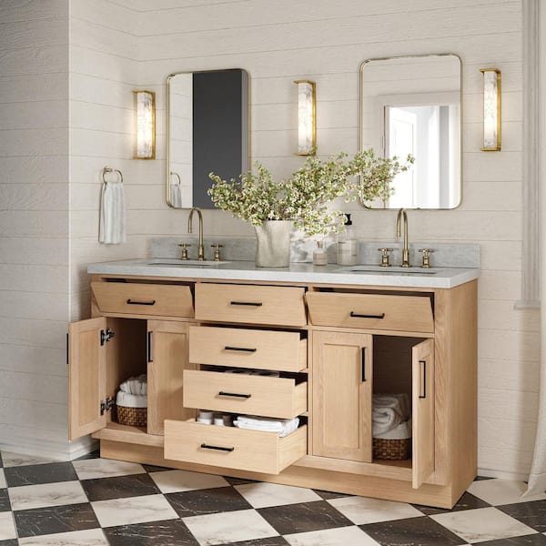 ARIEL Hepburn 66 in. Double Sink Freestanding Bathroom Vanity in