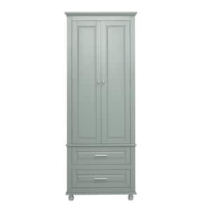 15.7 in. W x 24 in. D x 62.5 in. H Ready to Assemble Floor Base Kitchen Cabinet in Gray with 2-Doors and 2-Drawers