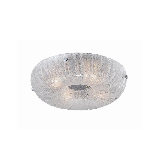 Unbranded Spectra Collection 4-Light Chrome Clear Round Flush Mount