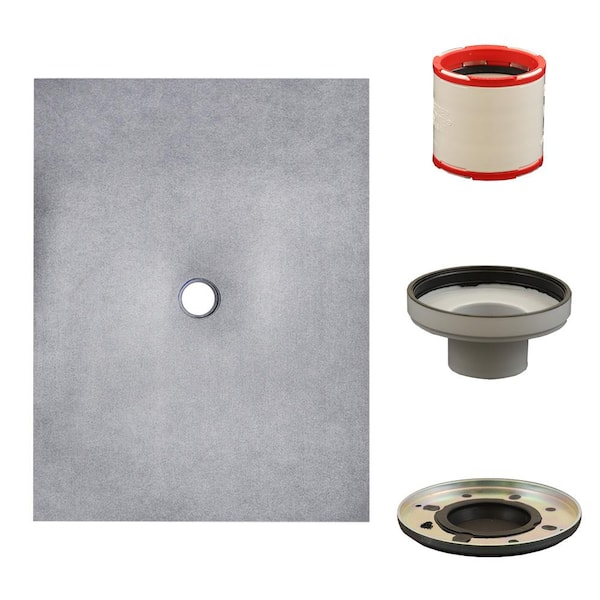 Everbilt 48 in. x 48 in. Waterproof and Pre-sloped Shower Pan with Center Drain (Drain Assembly Included); Ready to Tile