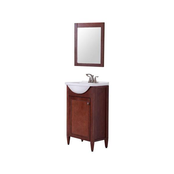 St. Paul Sierra 21 in. Vanity in Hazelnut with Porcelain Vanity Top in White and Mirror-DISCONTINUED