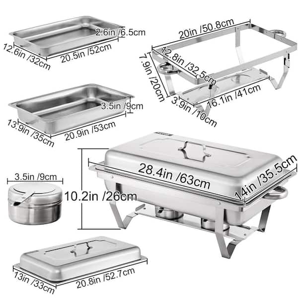 2 Pack Catering Stainless Steel Chafer Chafing Dish Sets Full Size Buffet 9L 8QT 