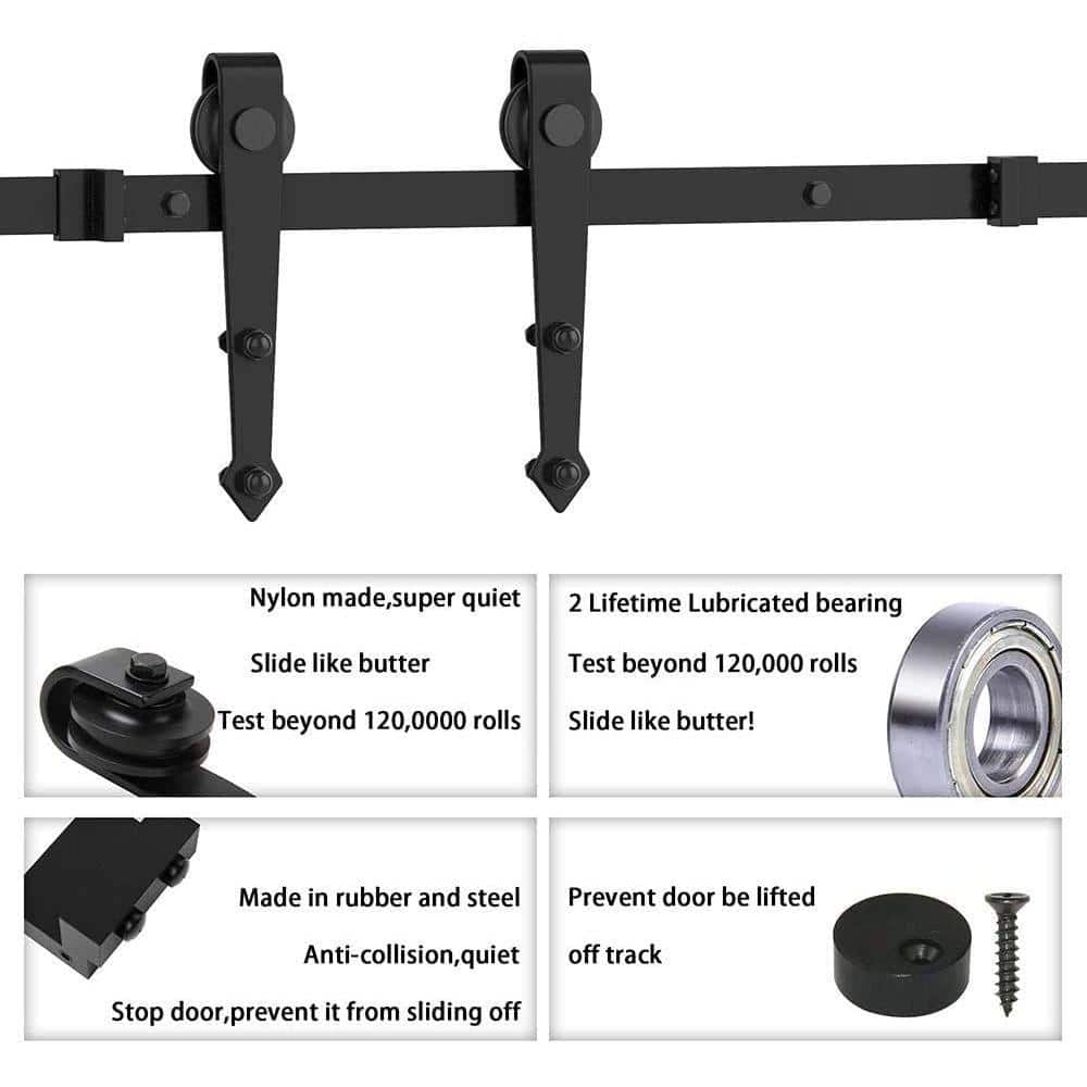 60-inch Matte Black Steel Sliding Barn Door Hardware Kit