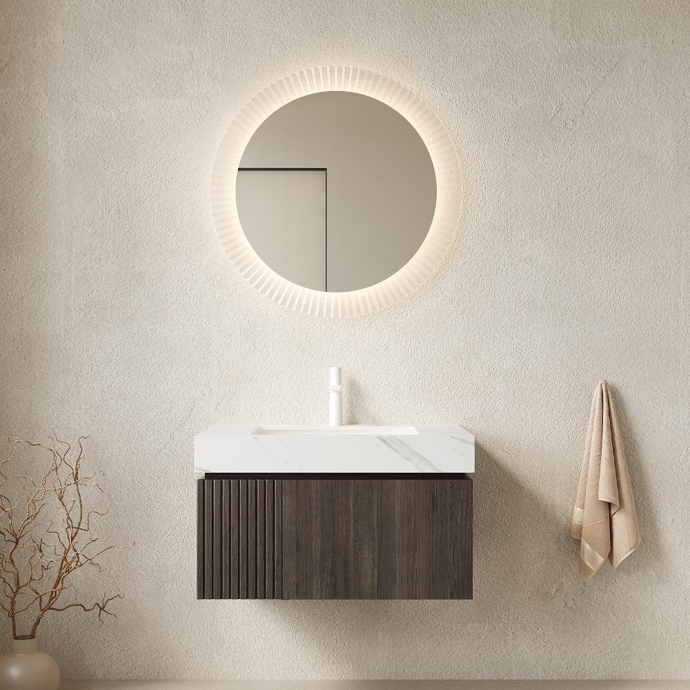MURI 30 in. Floating Bathroom Vanity with Sink, Carrara White Sintered Stone Top, Ceramic Basin, Espresso Woodgrain price history on PriceWatchPro