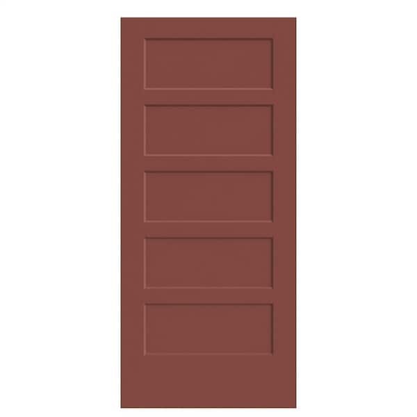 36 in. x 80 in. 5-Panel Bayshore Single Bore Hollow Core Red Bluff Molded Composite Interior Door Slab