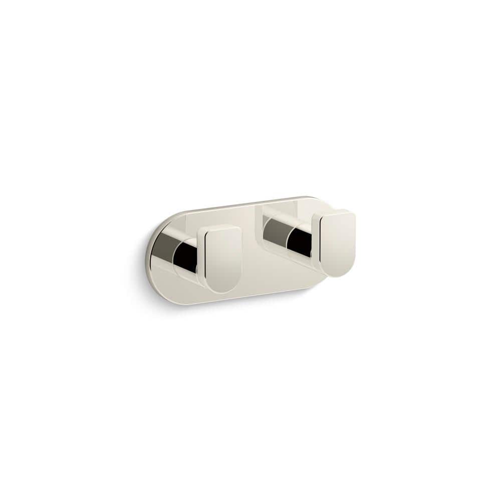 Composed Vibrant Polished Nickel Double Robe Hook