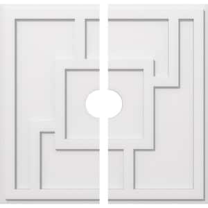 1 in. P X 9-3/4 in. C X 28 in. OD X 4 in. ID Knox Architectural Grade PVC Contemporary Ceiling Medallion, Two Piece