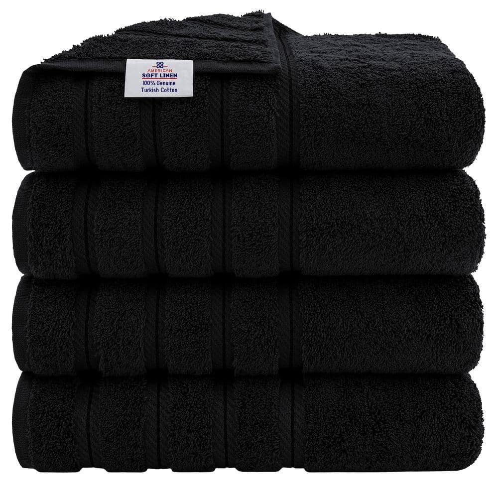 American Soft Linen Salem 6 Piece Bath Towel Set, 100% Turkish Combed Cotton, Dark Gray