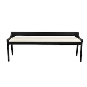 59.5 in. Black and Cream Backless Bedroom Bench with Low Back and Cuhsioned Seat