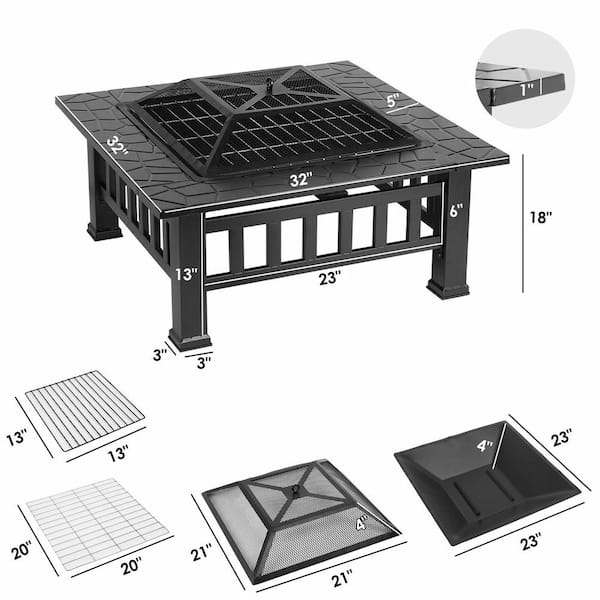 Casainc 46 In W X 18 H Outdoor, Zeny Fire Pit Replacement Parts